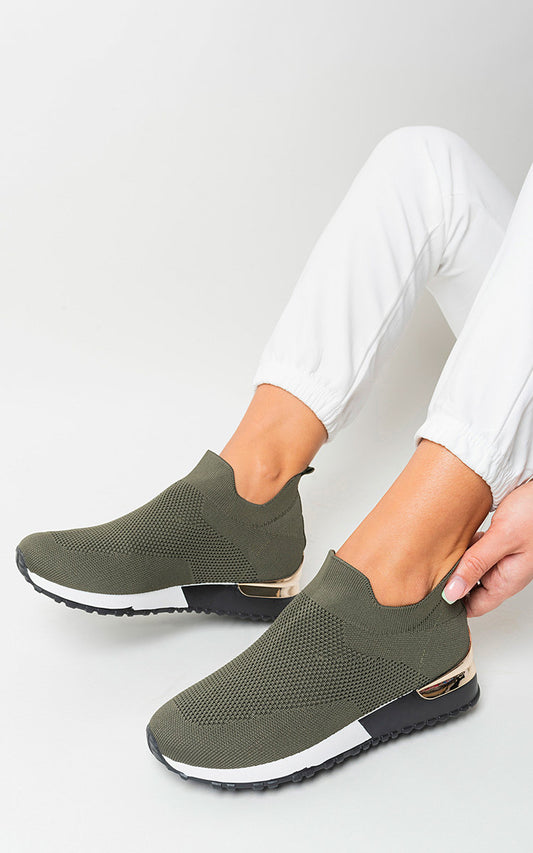 Slip On Sock Wedge Trainers