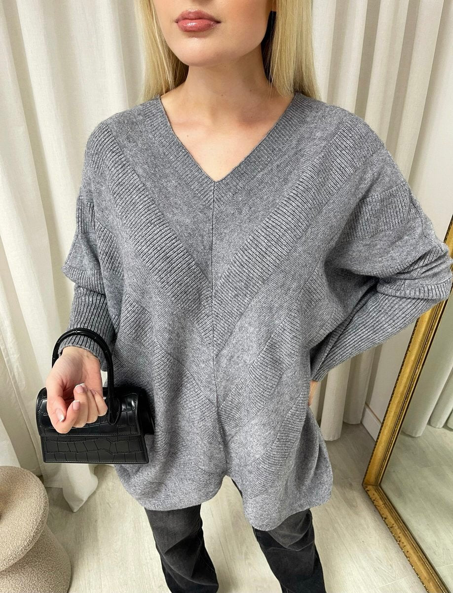 Oversized V-Neck Knitted Top