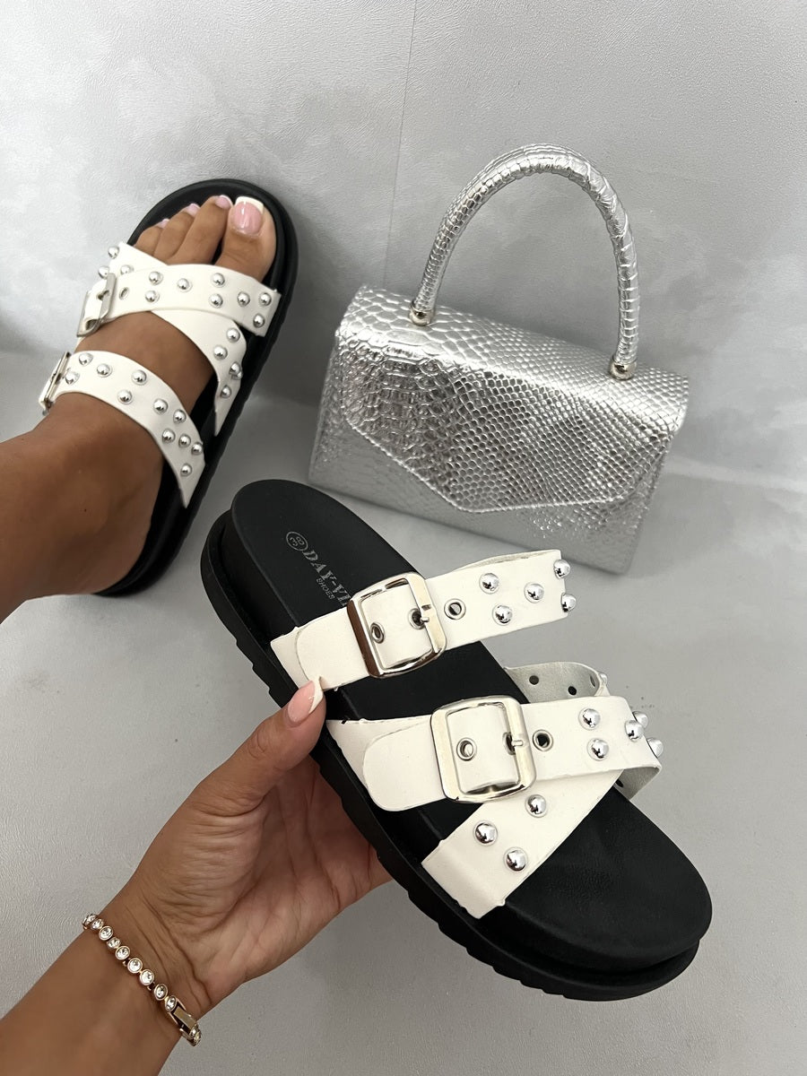 Studded Buckle Platform Sandals