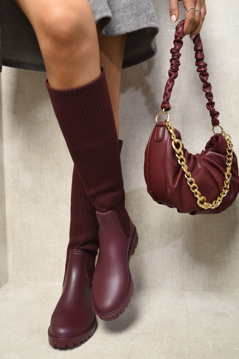 High Sock Platform Boots