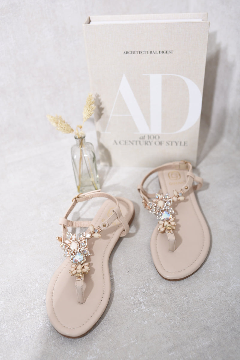 Rylee Embellished Open Toe Flat Sandals