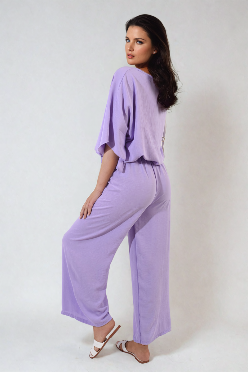 Drawstring Waist Wide Leg Trousers