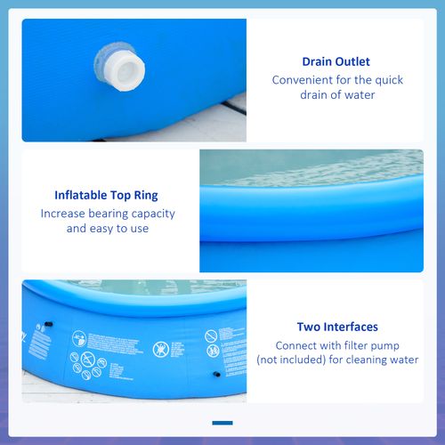 274cmx76cm Round Paddling Inflatable Swimming Pool Family-Sized & Hand Pump Blue