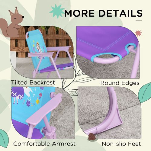 Kids Picnic Table and Chair Set, Fairy Themed Outdoor Garden Furniture with Foldable Chairs, Adjustable Parasol