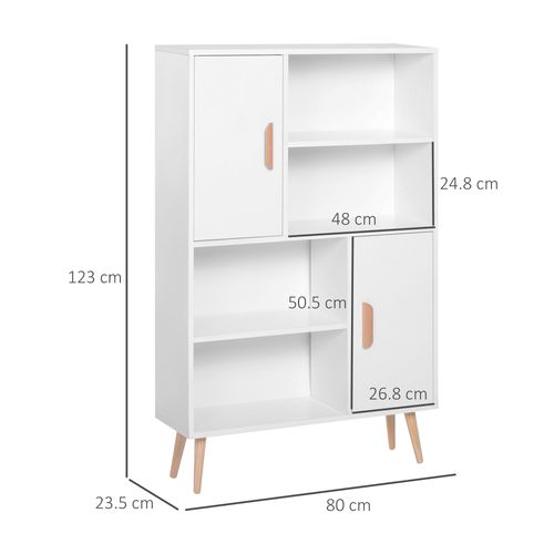 Free Standing Bookcase / Storage Unit, 80L x 23.5W x 123H cm-White