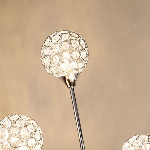 Crystal Floor Lamp for Living Room, 5 Light Upright Standing Lamp, Silver