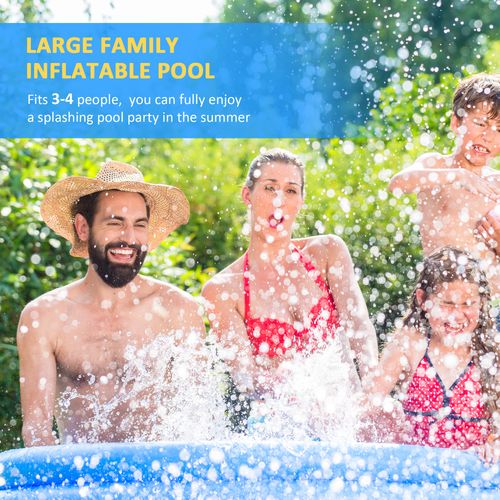 274cmx76cm Round Paddling Inflatable Swimming Pool Family-Sized & Hand Pump Blue