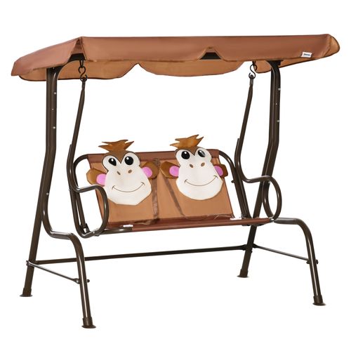 Two-Seat Kids Canopy Swing Chair Adjustable Awning