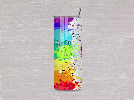 Colourful Music 20oz Stainless Steel Skinny Tumbler