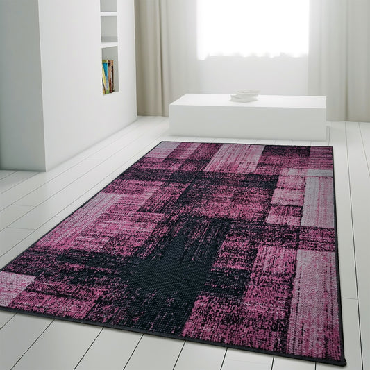 Modern Purple Black Abstract Geometric Soft Carpet Rug