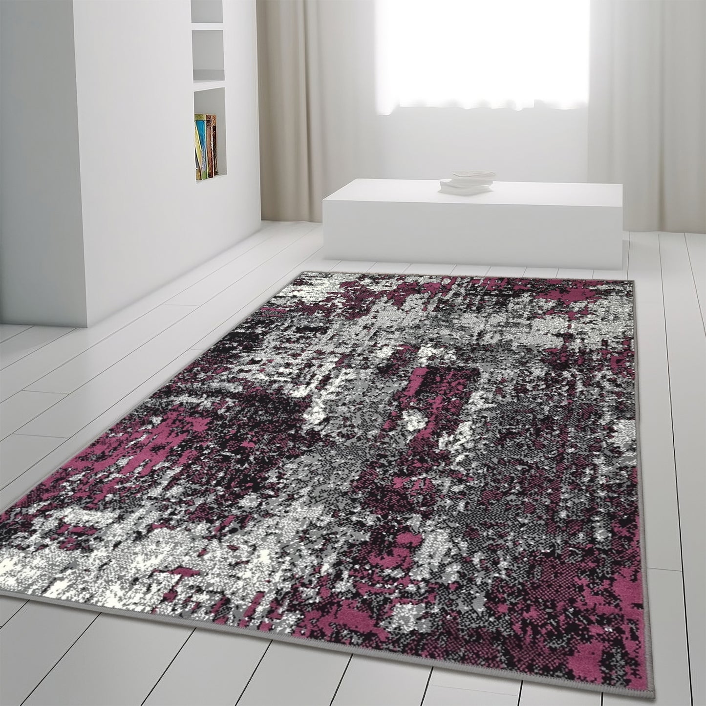 Marble Abstract Rug Grey Purple Distressed Pattern Soft Carpet Rug