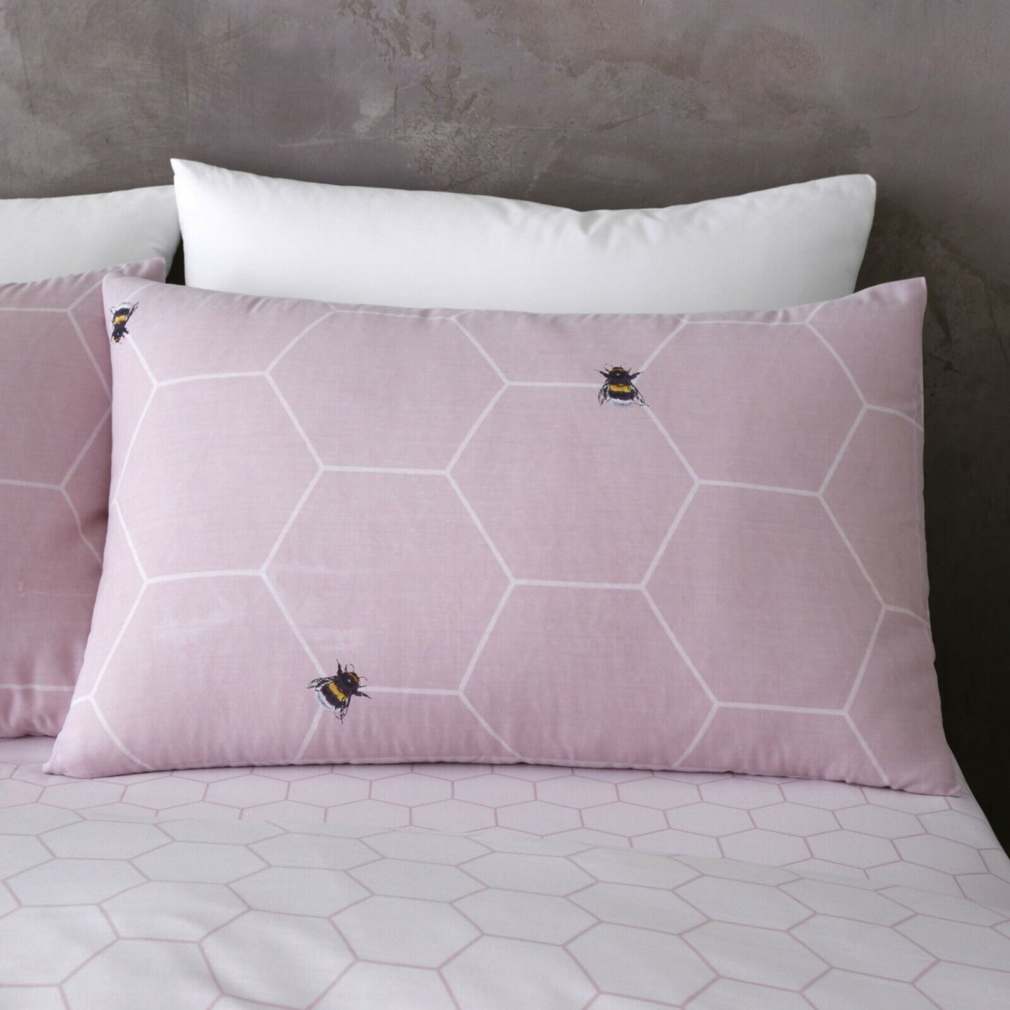 Printed Honey Bee Duvet Set - Pink