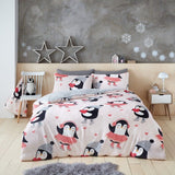 Penguin Love - teddy Fleece Bedding Set
