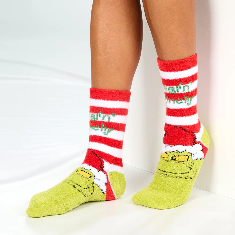 Ladies Santa Grinch Fluffy Socks - 2 Designs