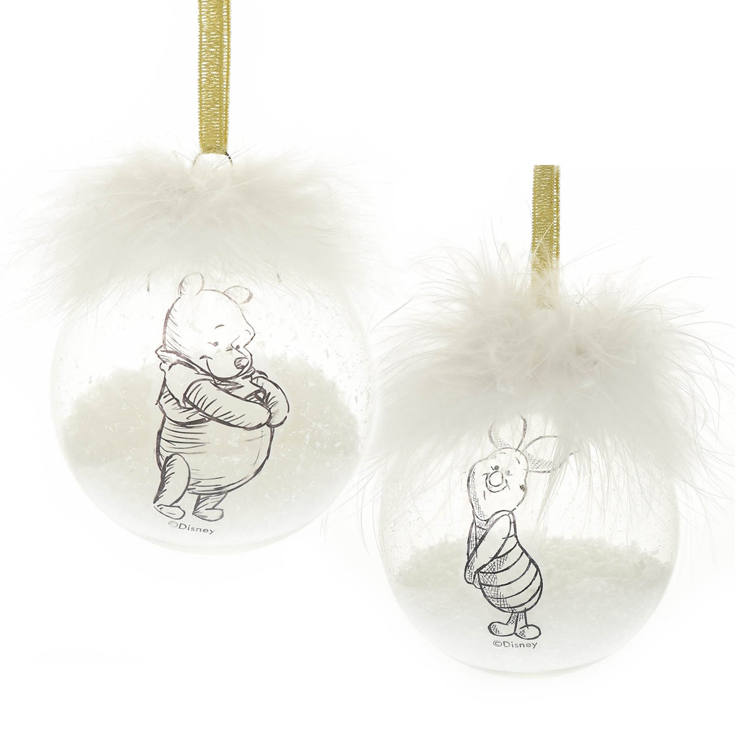 Set Of 2 Feather Baubles