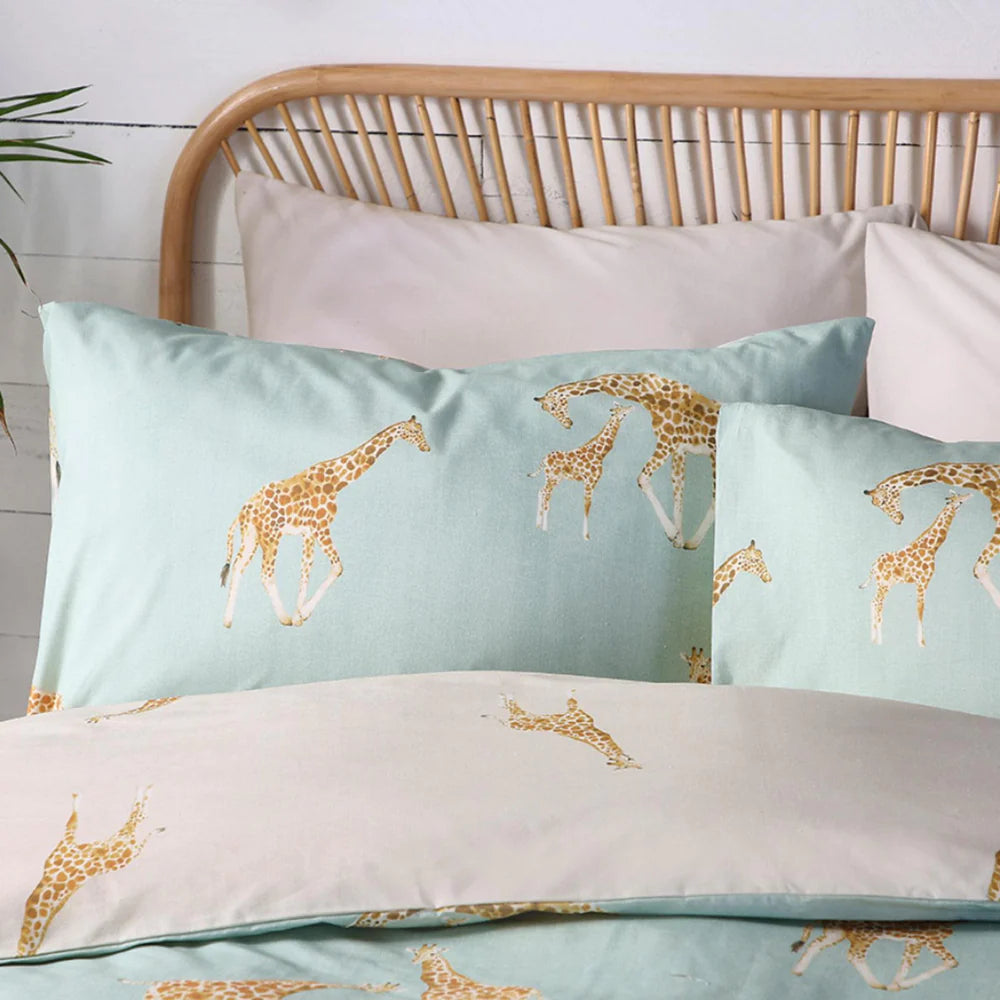 Milo Giraffe Reversible Duck Egg Duvet Cover Set