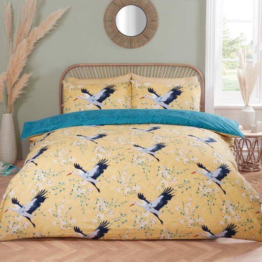 Cranes Duvet Set - Ochre