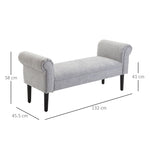 Ottoman Bench Linen Upholstered Bed-End Bench Stool Grey