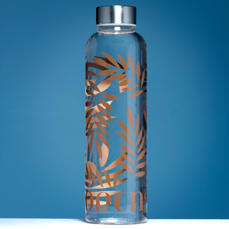 Reusable 500ml Glass Water Bottle with Protective Neoprene Sleeve - Florens Jasminum