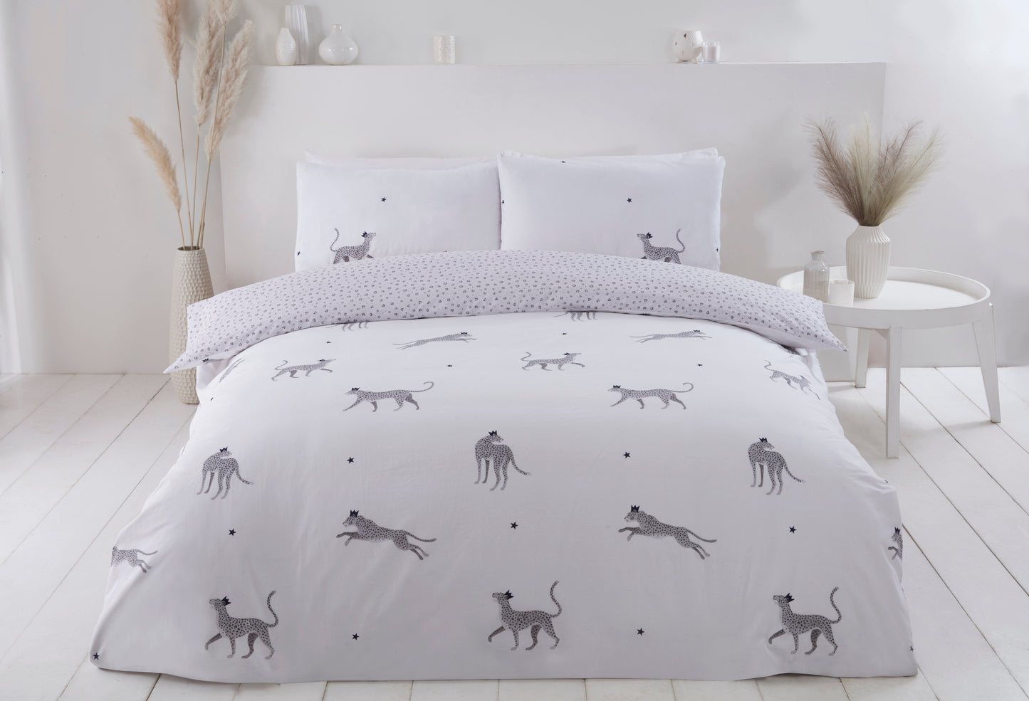 Eco-Friendly Leopard Animal Reversible Duvet Cover Bedding Set Natural