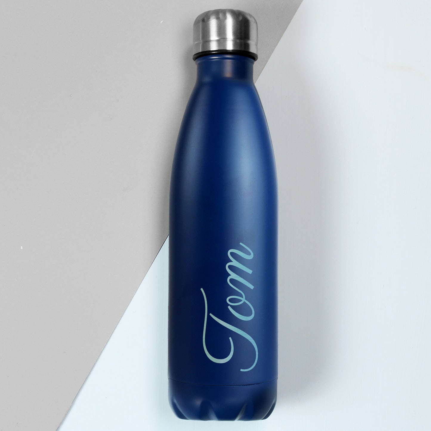 Personalised Blue Metal Insulated Drinks Bottle