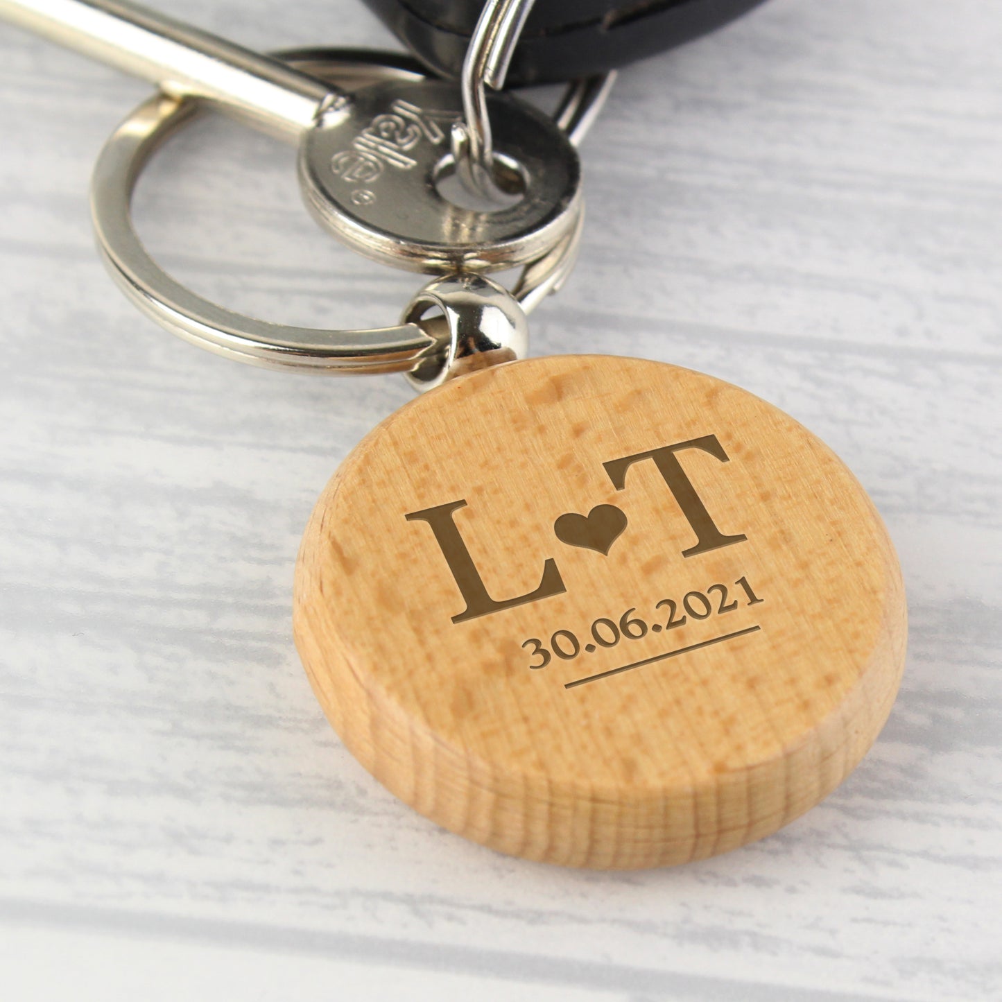 Personalised Monogram Wooden Keyring