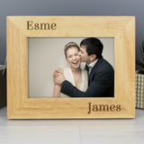 Personalised Couples 7x5 Landscape Wooden Photo Frame