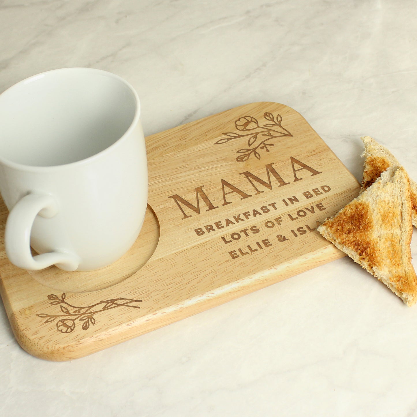 Personalised Floral Wooden Coaster Tray