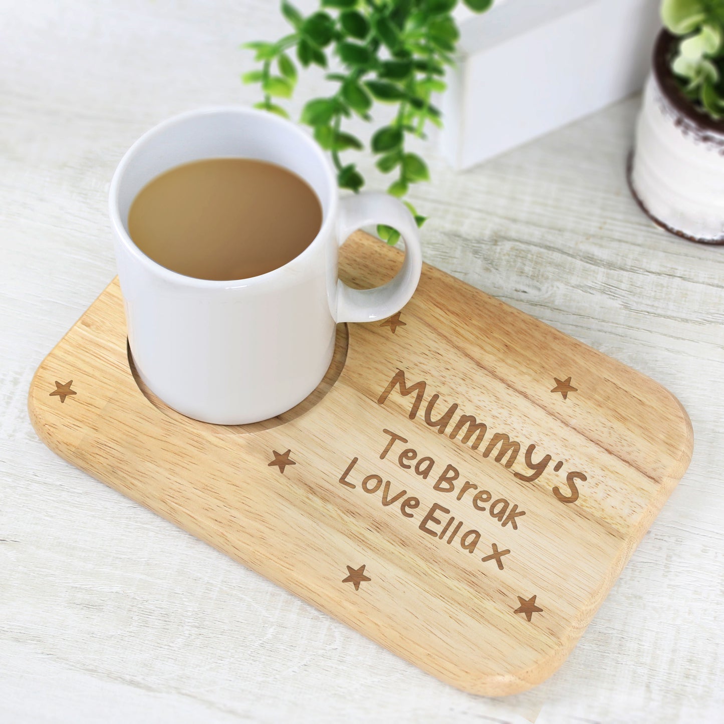 Personalised Stars Wooden Coaster Tray