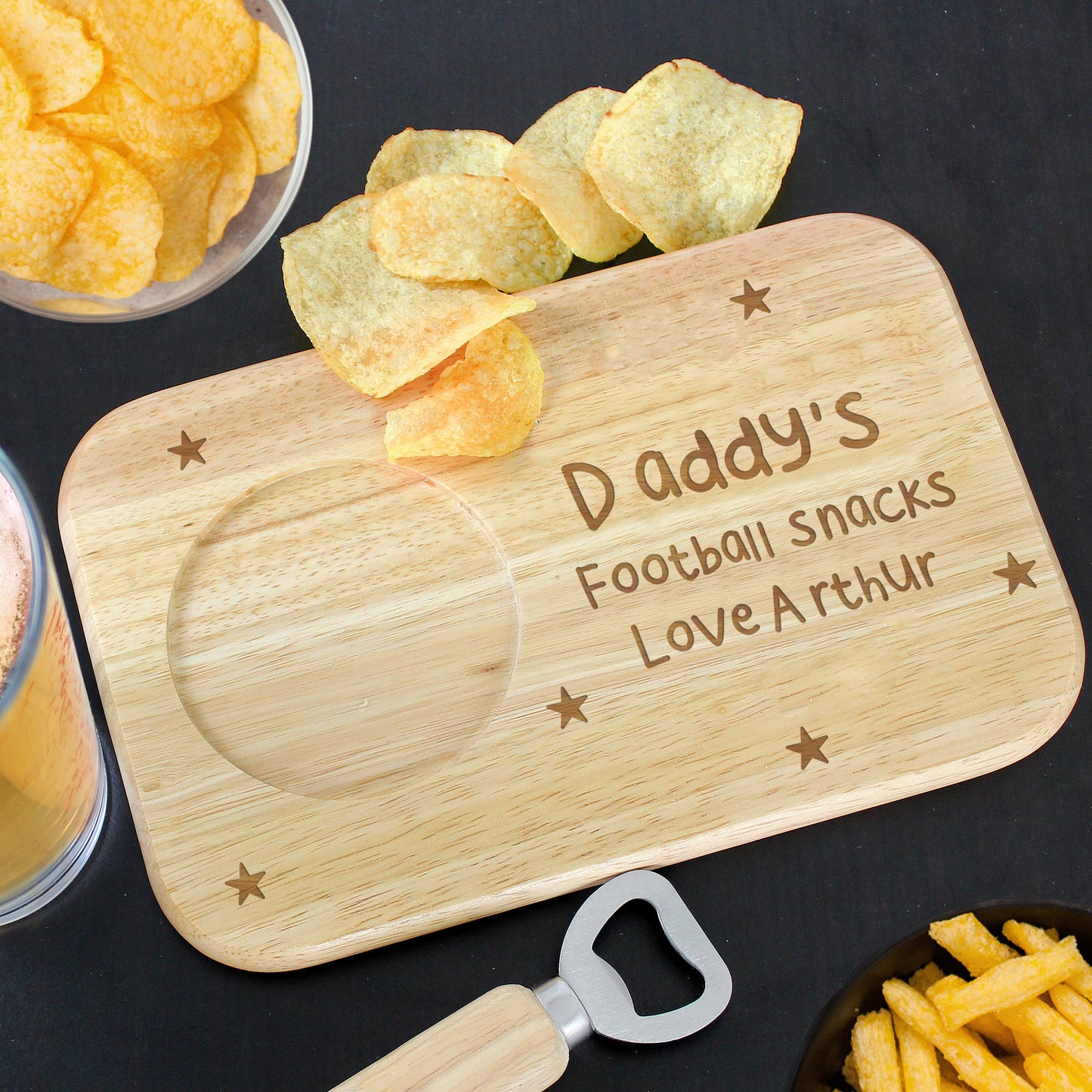 Personalised Stars Wooden Coaster Tray