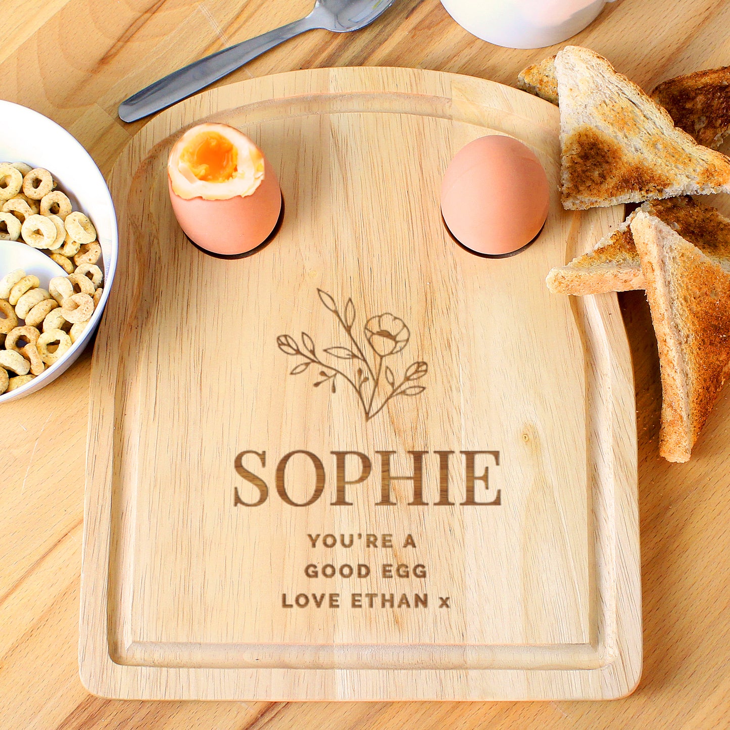 Personalised Floral Egg & Toast Board