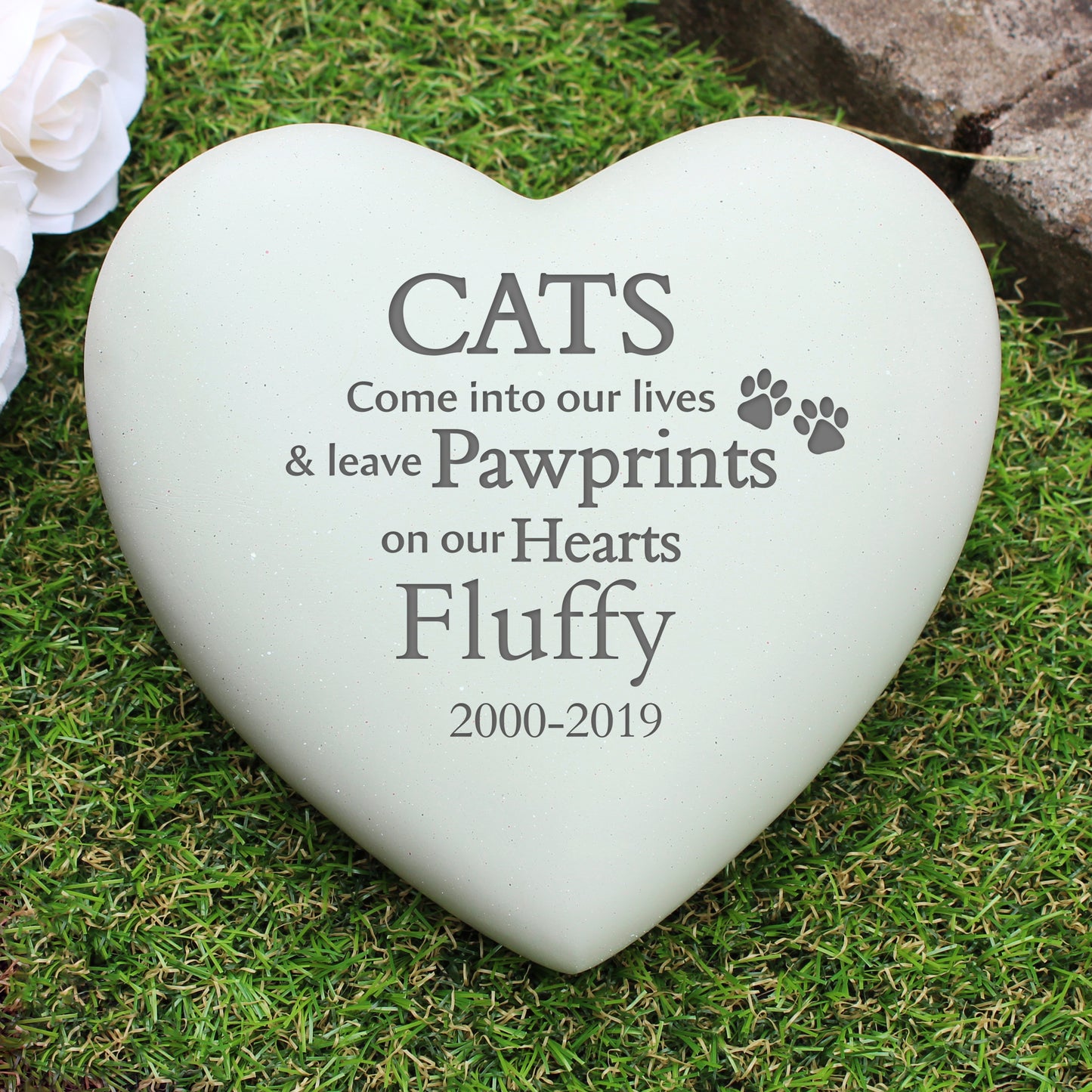 Personalised Cat Pawprints Heart Memorial