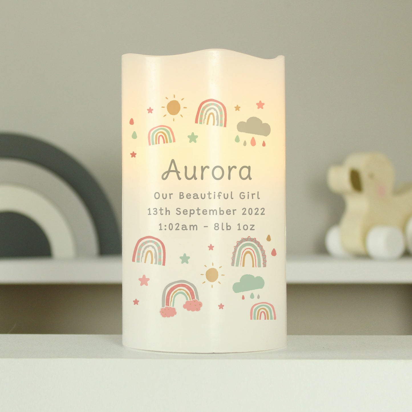 Personalised Rainbow LED Candle