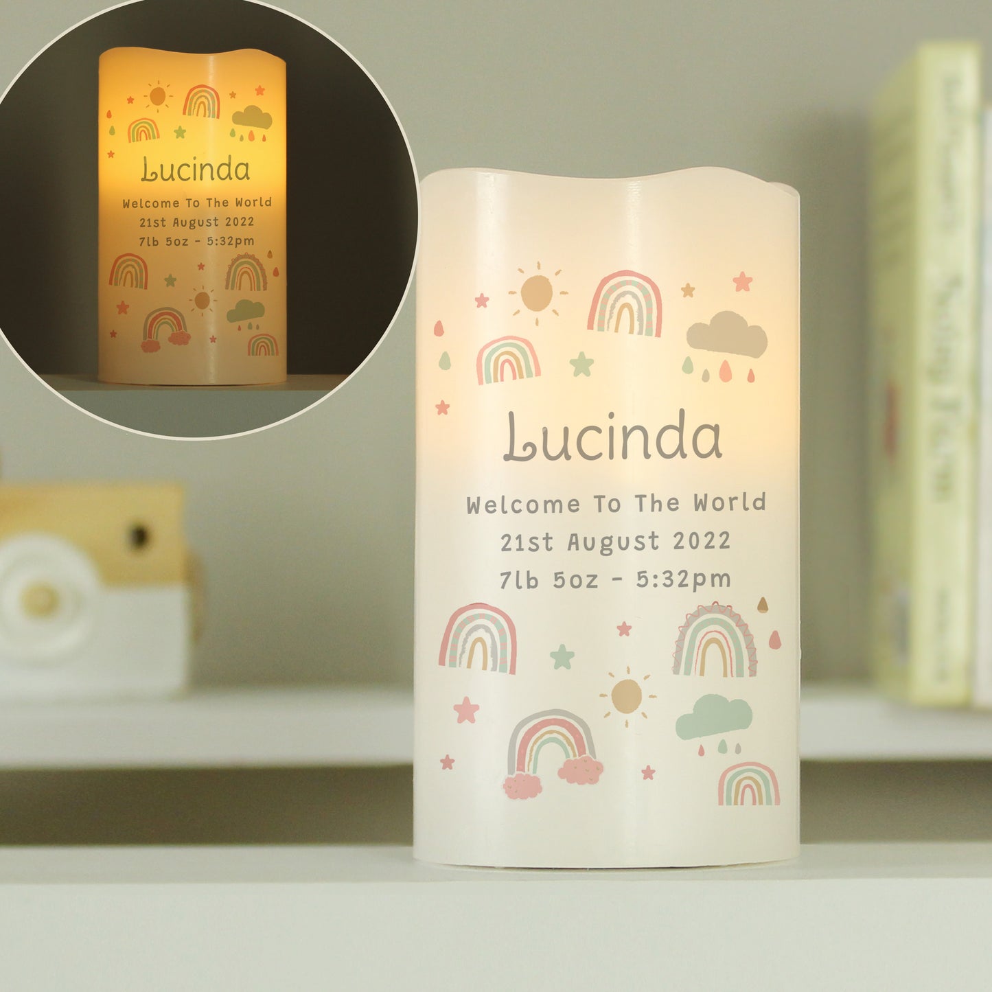 Personalised Rainbow LED Candle