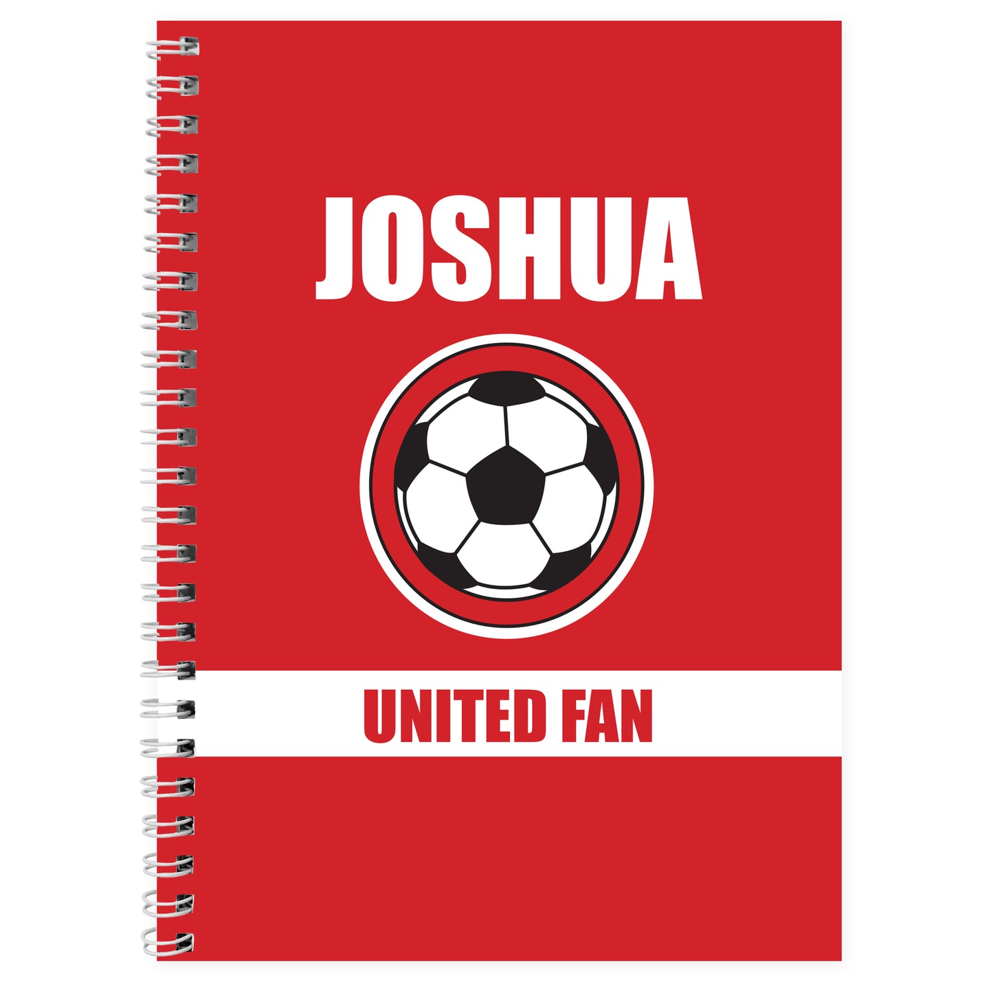 Personalised Red Football Fan A5 Notebook