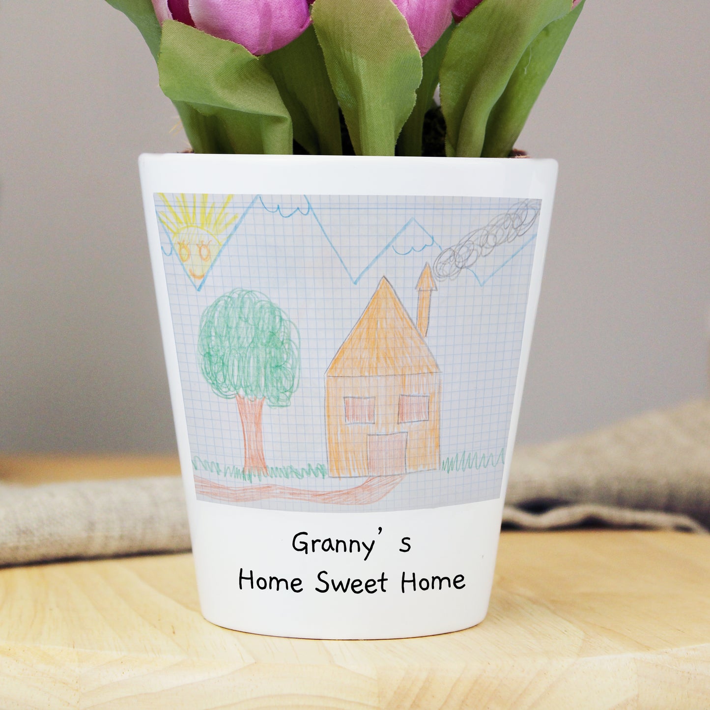 Personalised Childrens Drawing Photo Upload Plant Pot