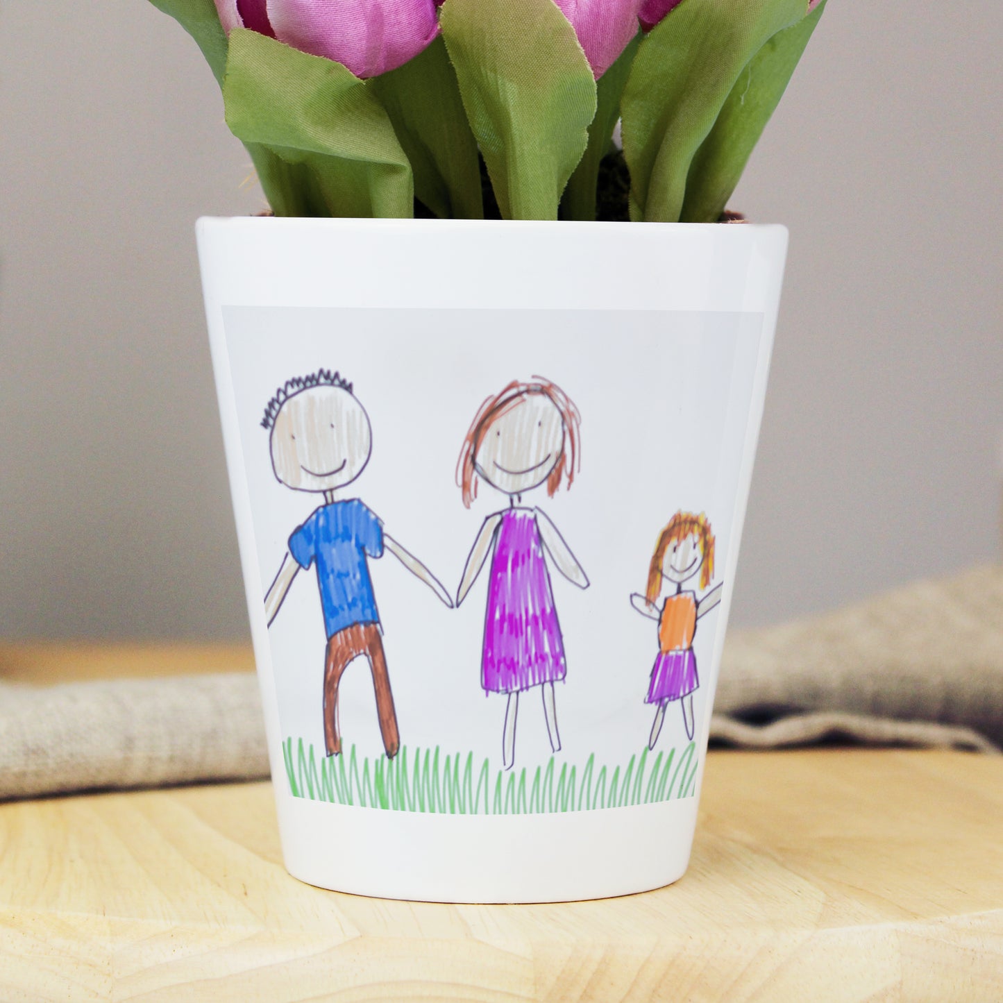 Personalised Childrens Drawing Photo Upload Plant Pot