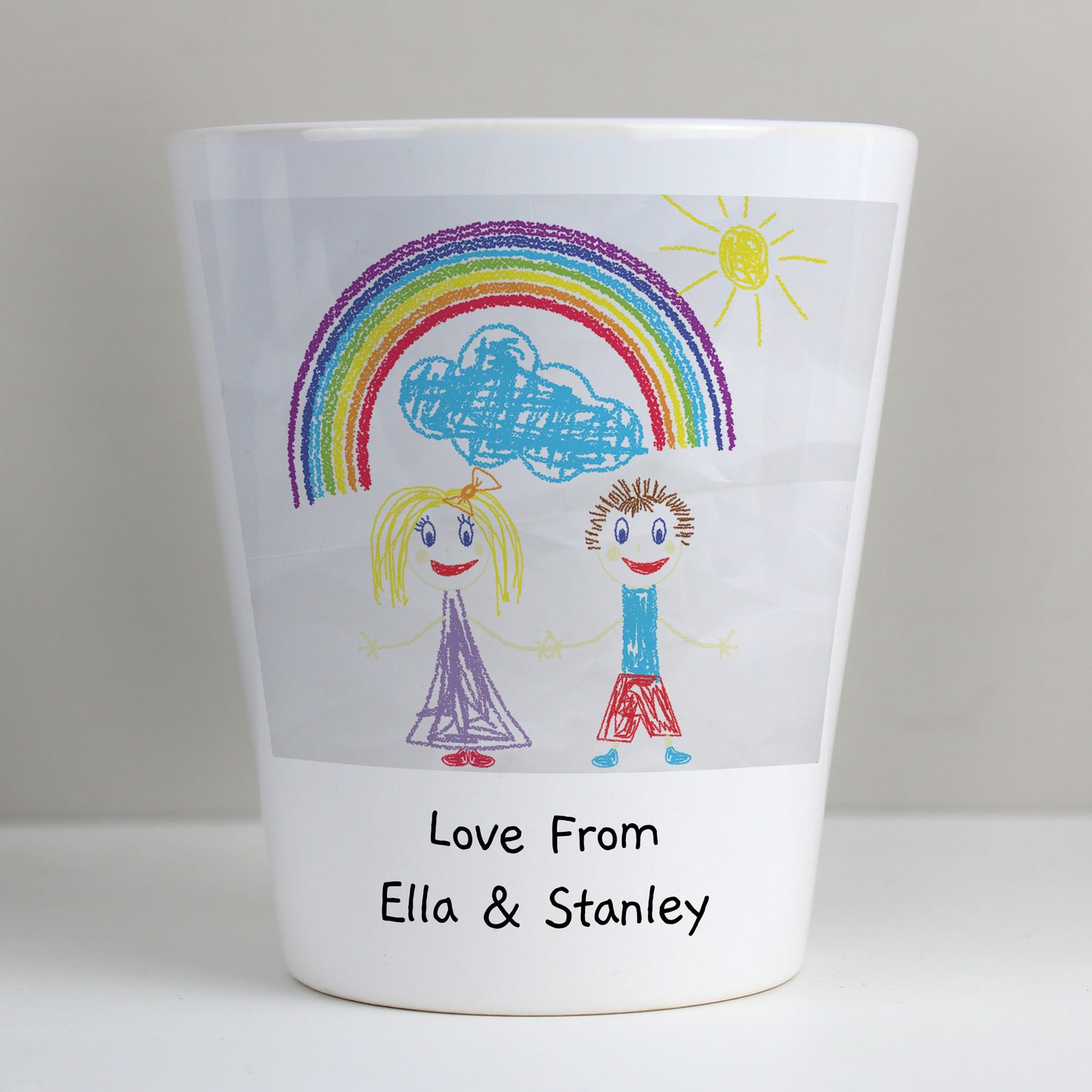 Personalised Childrens Drawing Photo Upload Plant Pot