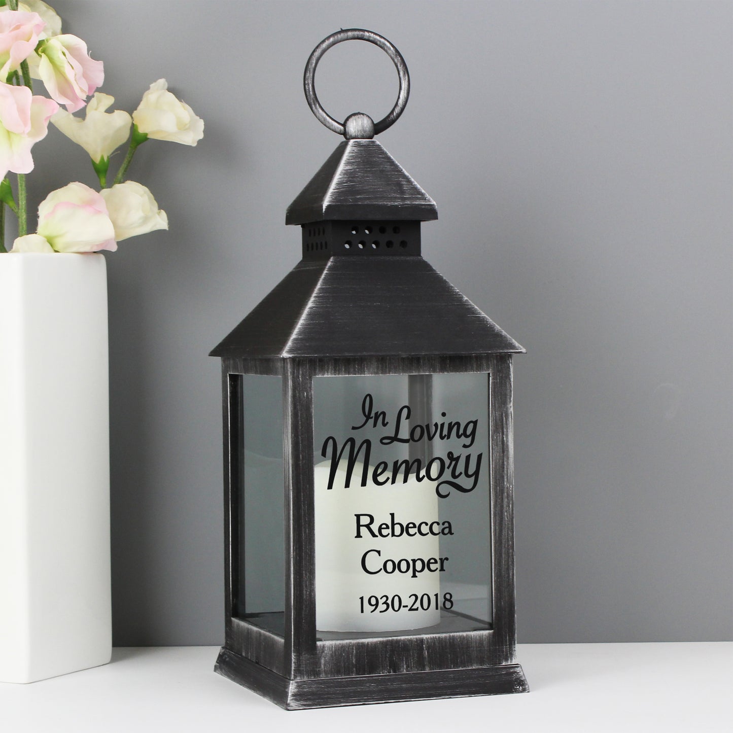 Personalised In Loving Memory Rustic Black Lantern