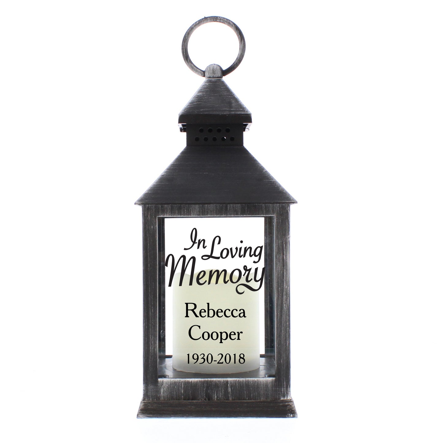 Personalised In Loving Memory Rustic Black Lantern