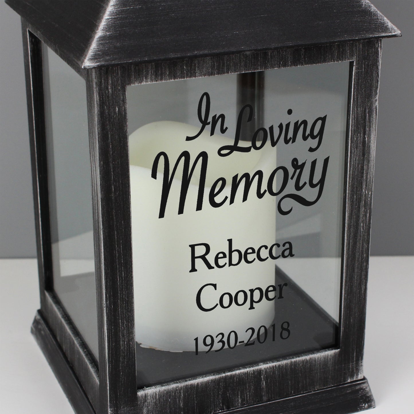 Personalised In Loving Memory Rustic Black Lantern