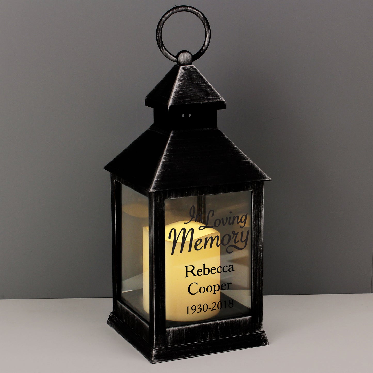 Personalised In Loving Memory Rustic Black Lantern