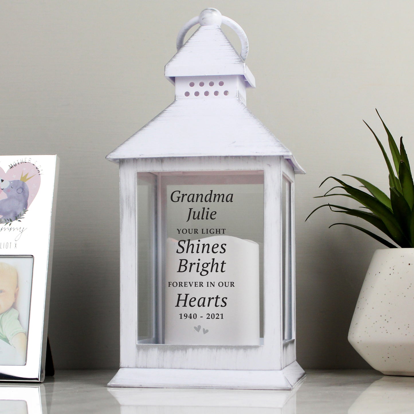 Personalised 'Your Light Shines Bright' White Lantern