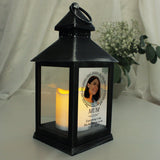 Personalised Light In Our Hearts Photo Upload Black Lantern