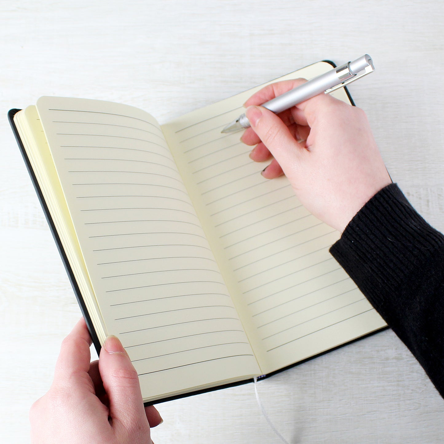 Personalised Starry Black Hardback Notebook