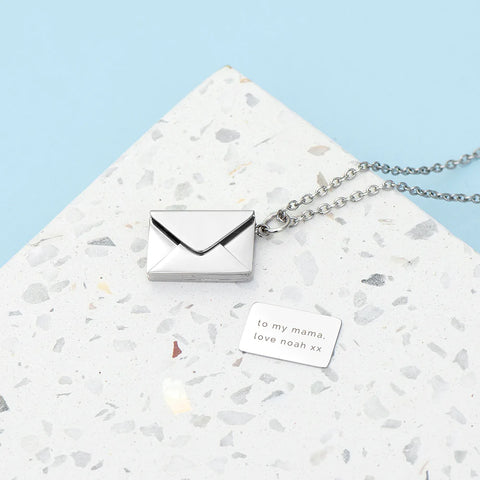 Personalised Secret Message Envelope Necklace - Silver / Gold / Rose Gold