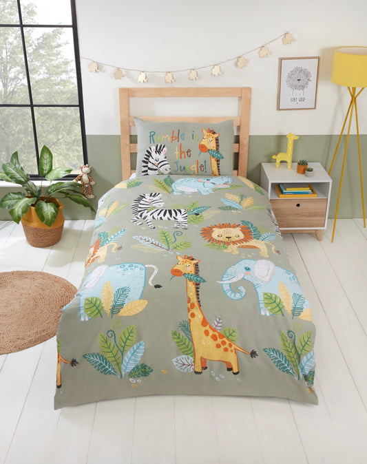 Rumble in the Jungle Reversible Green Duvet Cover Set