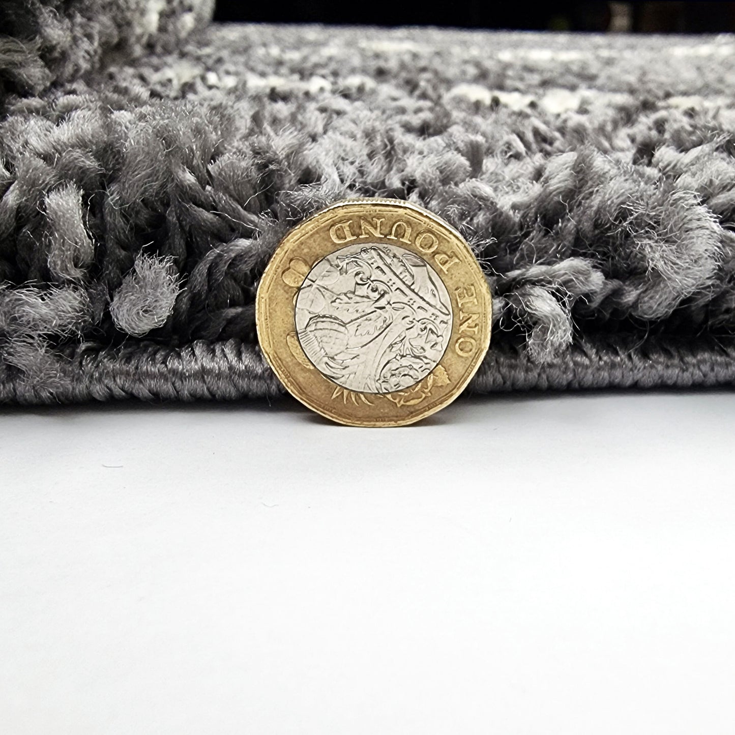 Diamond Geometric Grey Fluffy Shaggy Rug