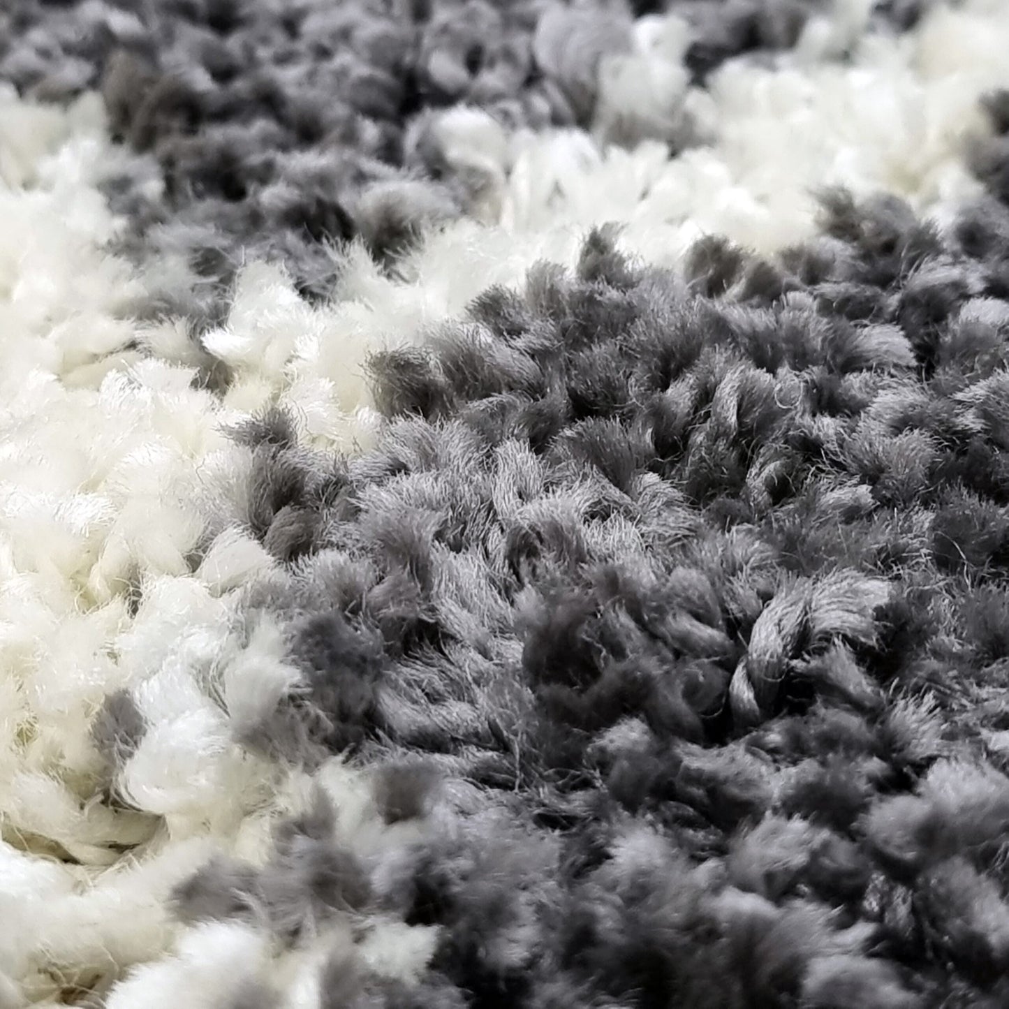 Diamond Geometric Grey Fluffy Shaggy Rug