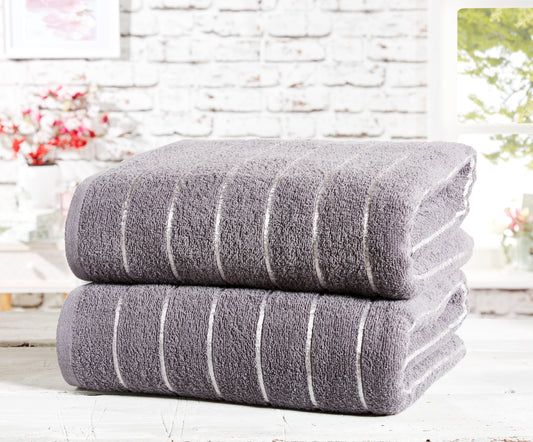 Sandringham 100% Cotton 2-Piece Bath Towel Set Charcoal / Silver